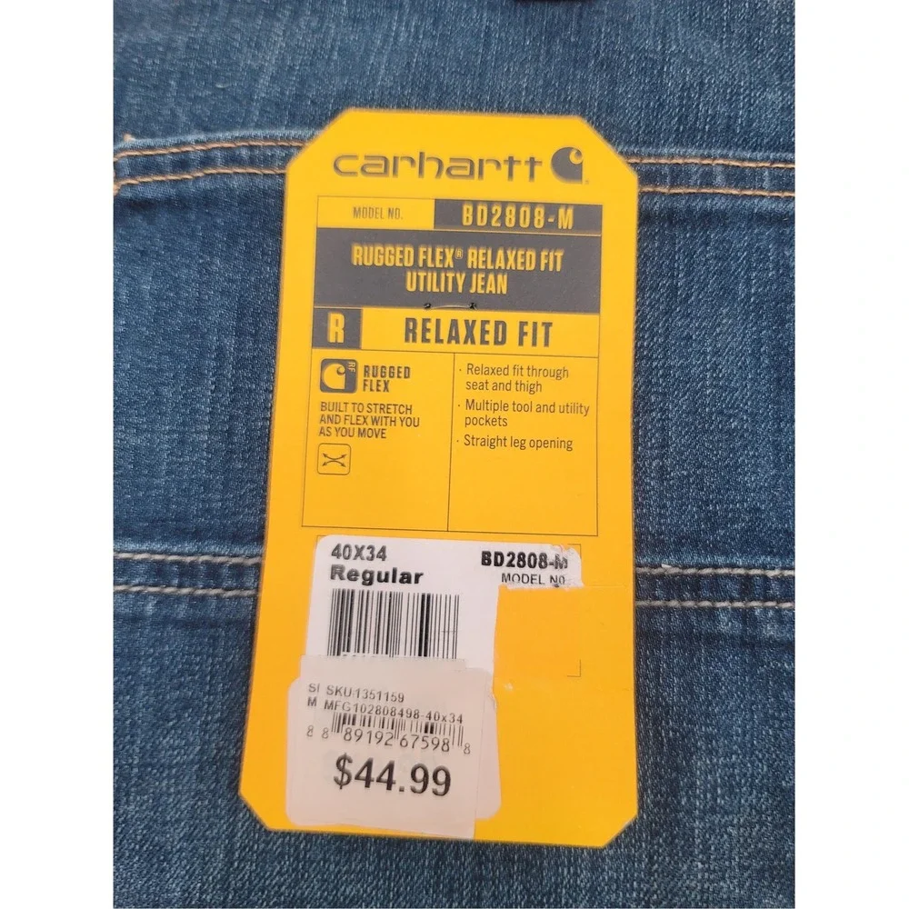 Carhartt‎ Rugged Flex Relaxed Fit Utility Jean BD2808-M Blue Denim 40x34 NWT Men